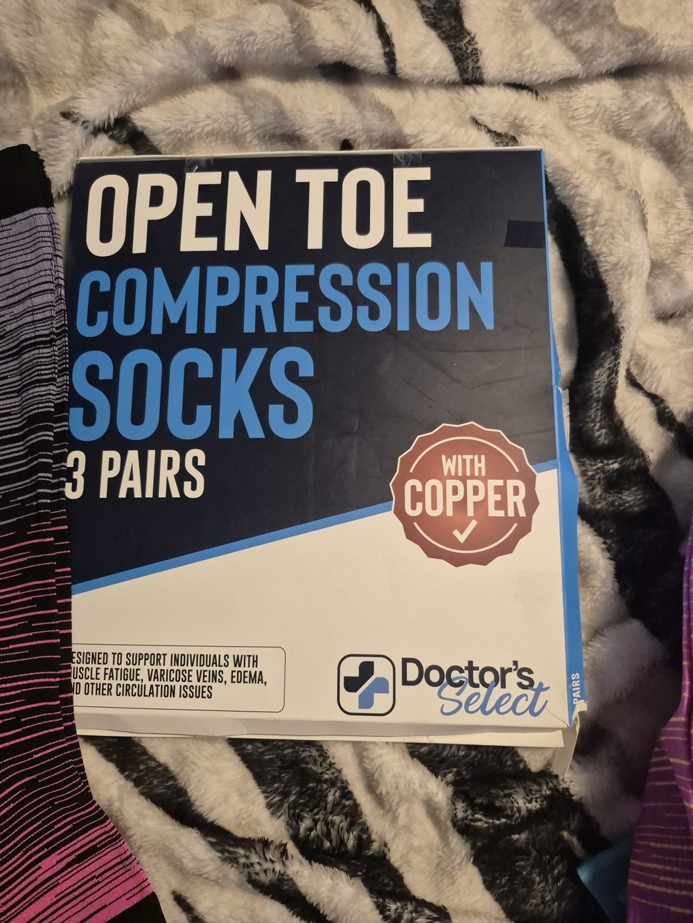 Open Toe Compression Socks with Copper - Multi Colors (3 Pairs)